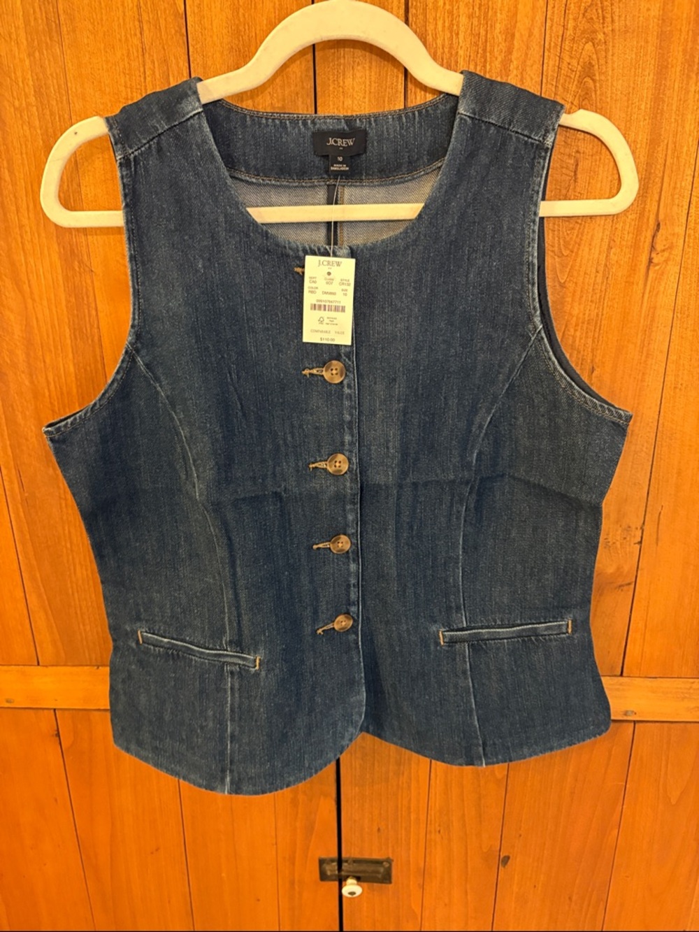 J. Crew Dark Blue Denim Button Vest